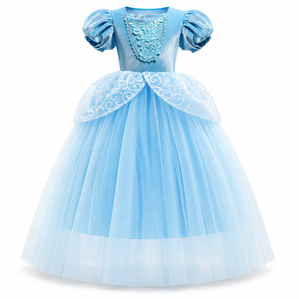 Robe de Princesse Fille Bleu Ciel  – 2 à 10 ans