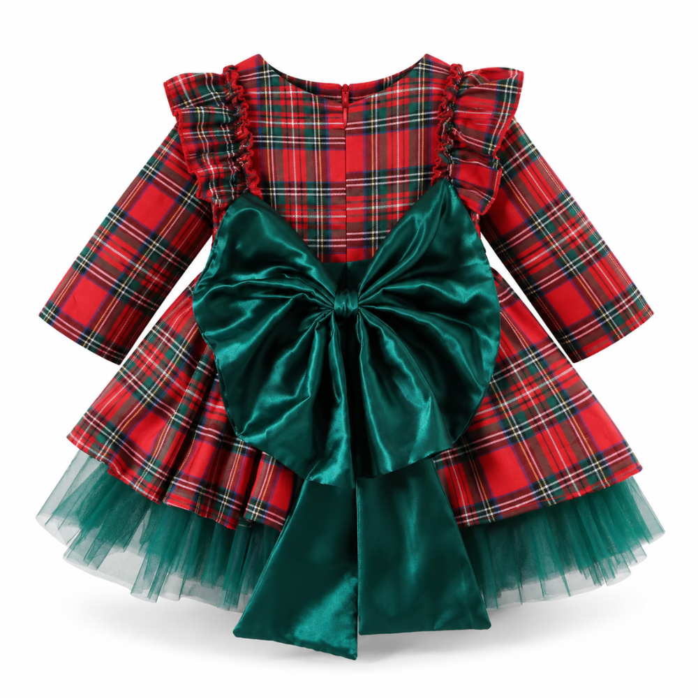 Robe de Princesse de Noël Bébé à Carreaux  – 1 à 7 ans