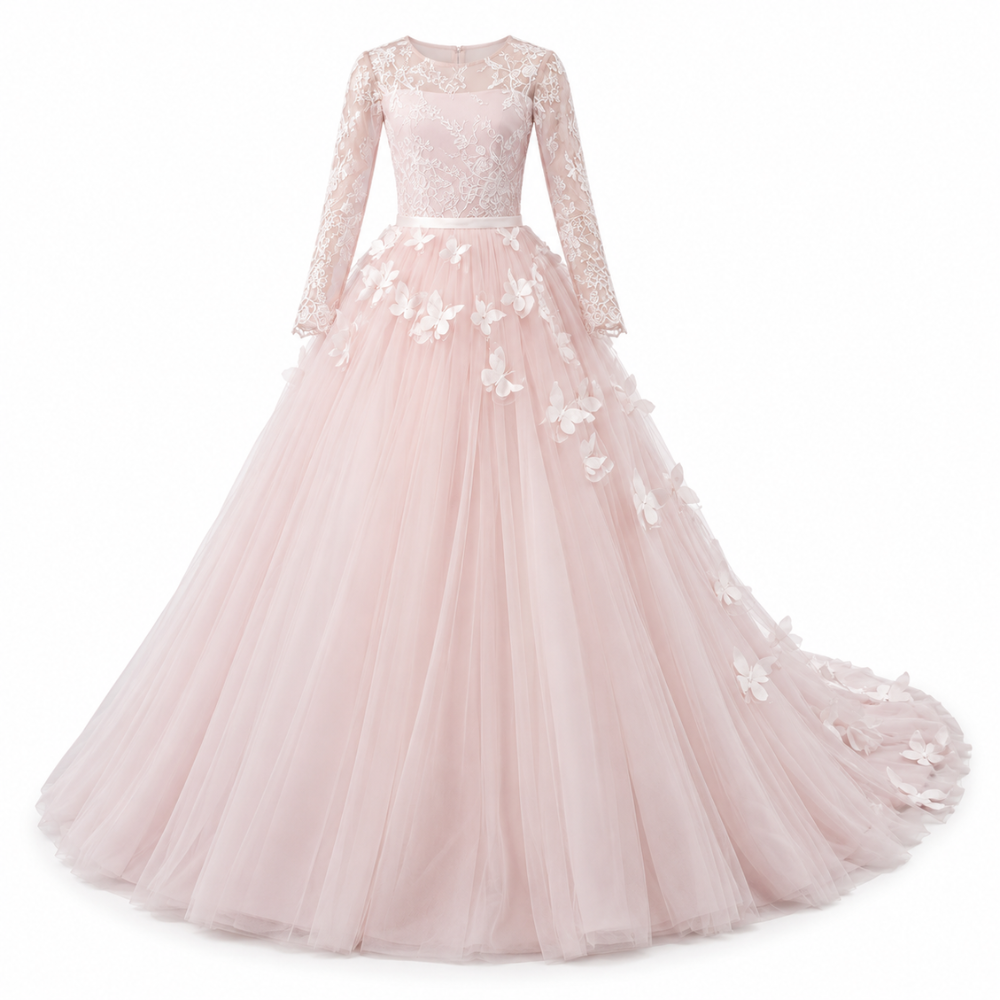 Robe de Cérémonie Fille Longue à Papillons – 2 à 13 ans