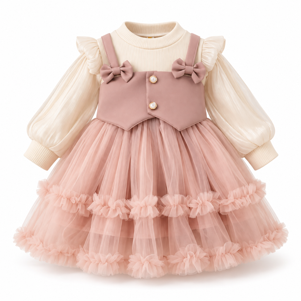 Robe de Princesse Bébé à Manches Longues – 6 mois à 3 ans
