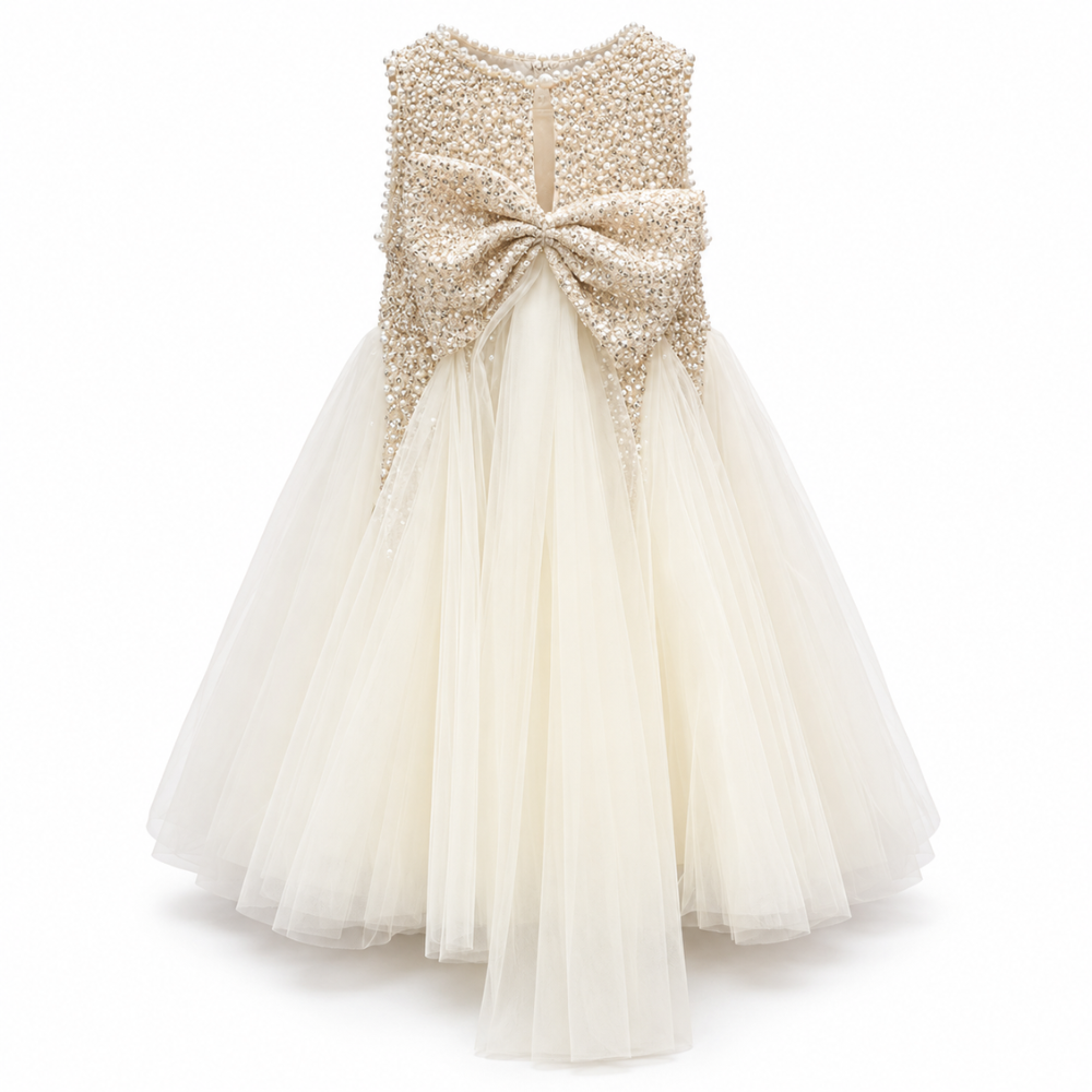 Robe de Cérémonie Fille Ivoire à Paillettes  – 2 à 10 ans