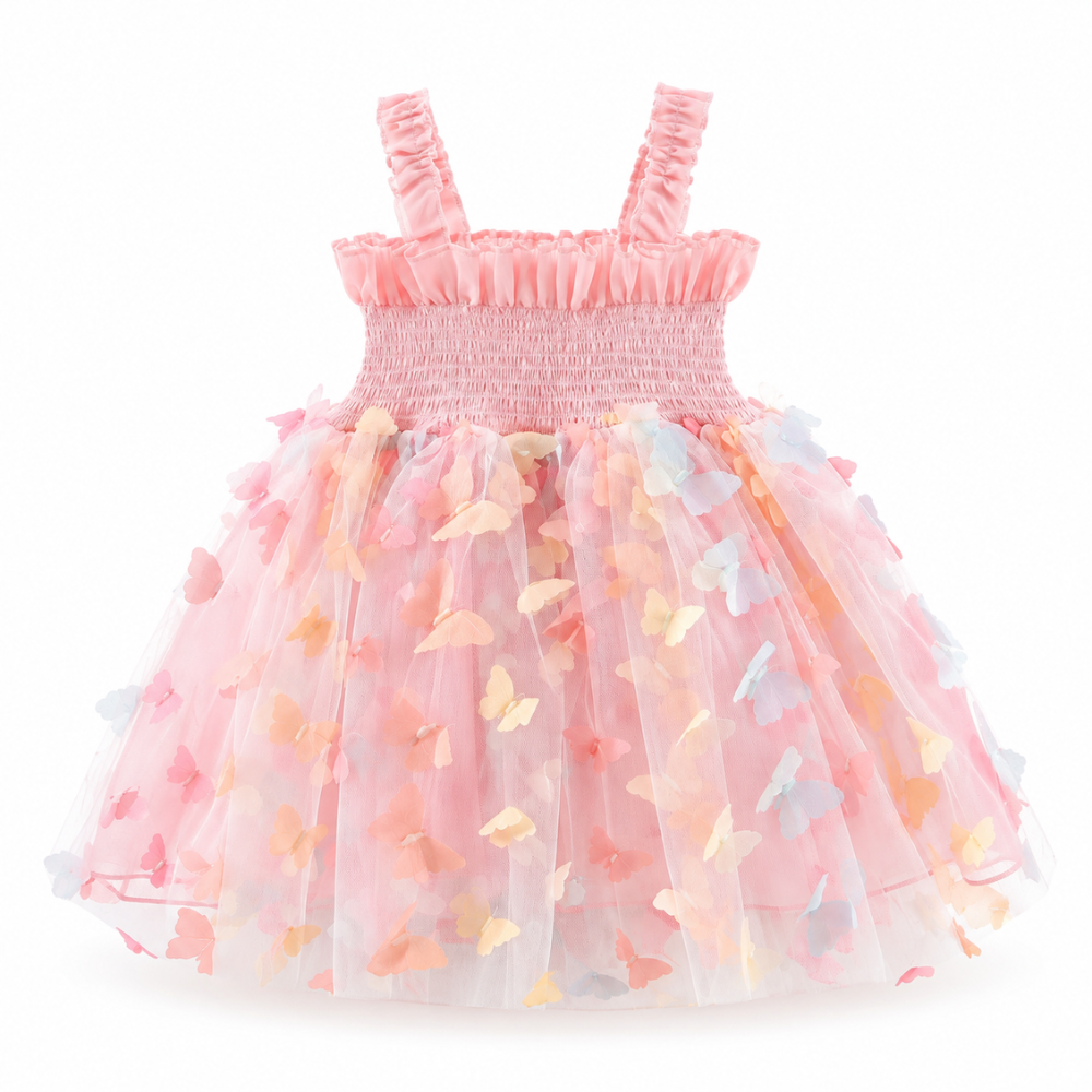 Robe de Princesse Bébé Rose à Ailes de Papillon en Tulle – 9 mois à 3 ans