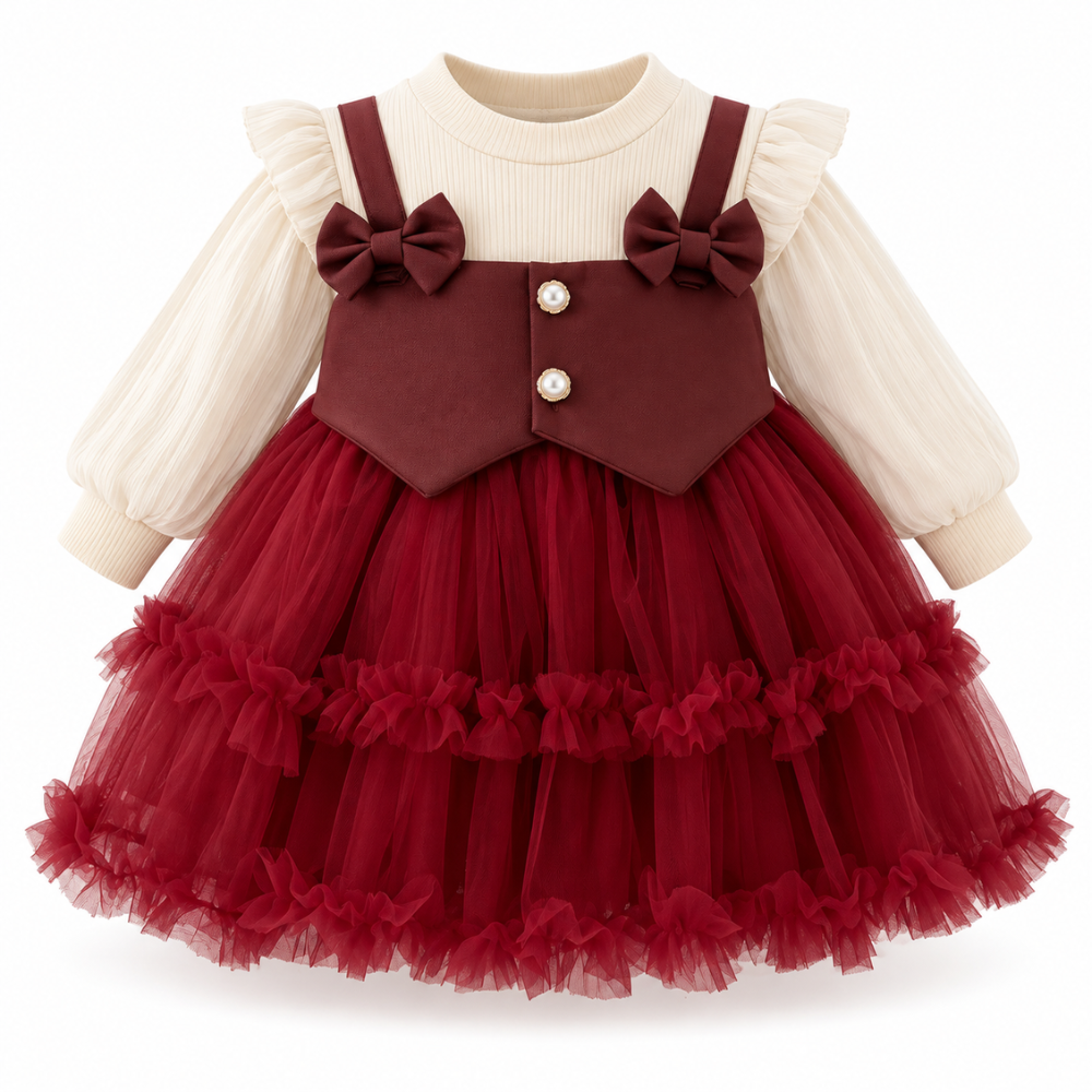 Robe de Princesse Bébé à Manches Longues – 6 mois à 3 ans