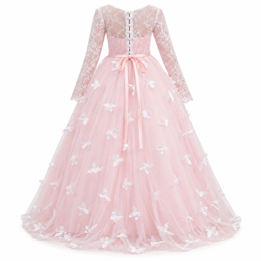 Robe de Cérémonie Fille Longue à Papillons – 2 à 13 ans