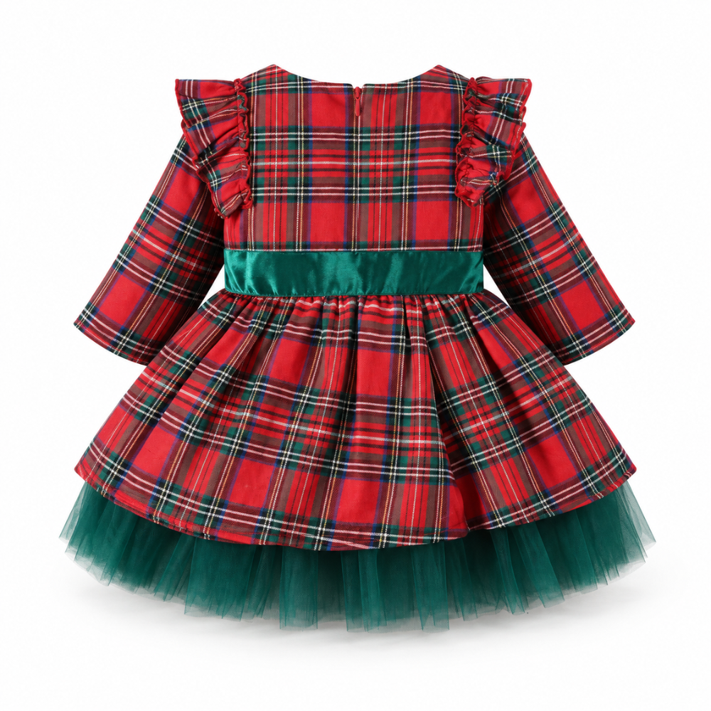 Robe de Princesse de Noël Bébé à Carreaux  – 1 à 7 ans