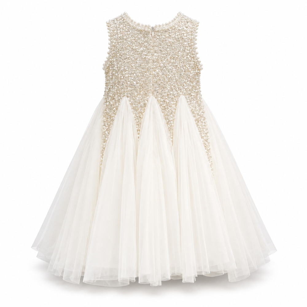Robe de Cérémonie Fille Ivoire à Paillettes  – 2 à 10 ans