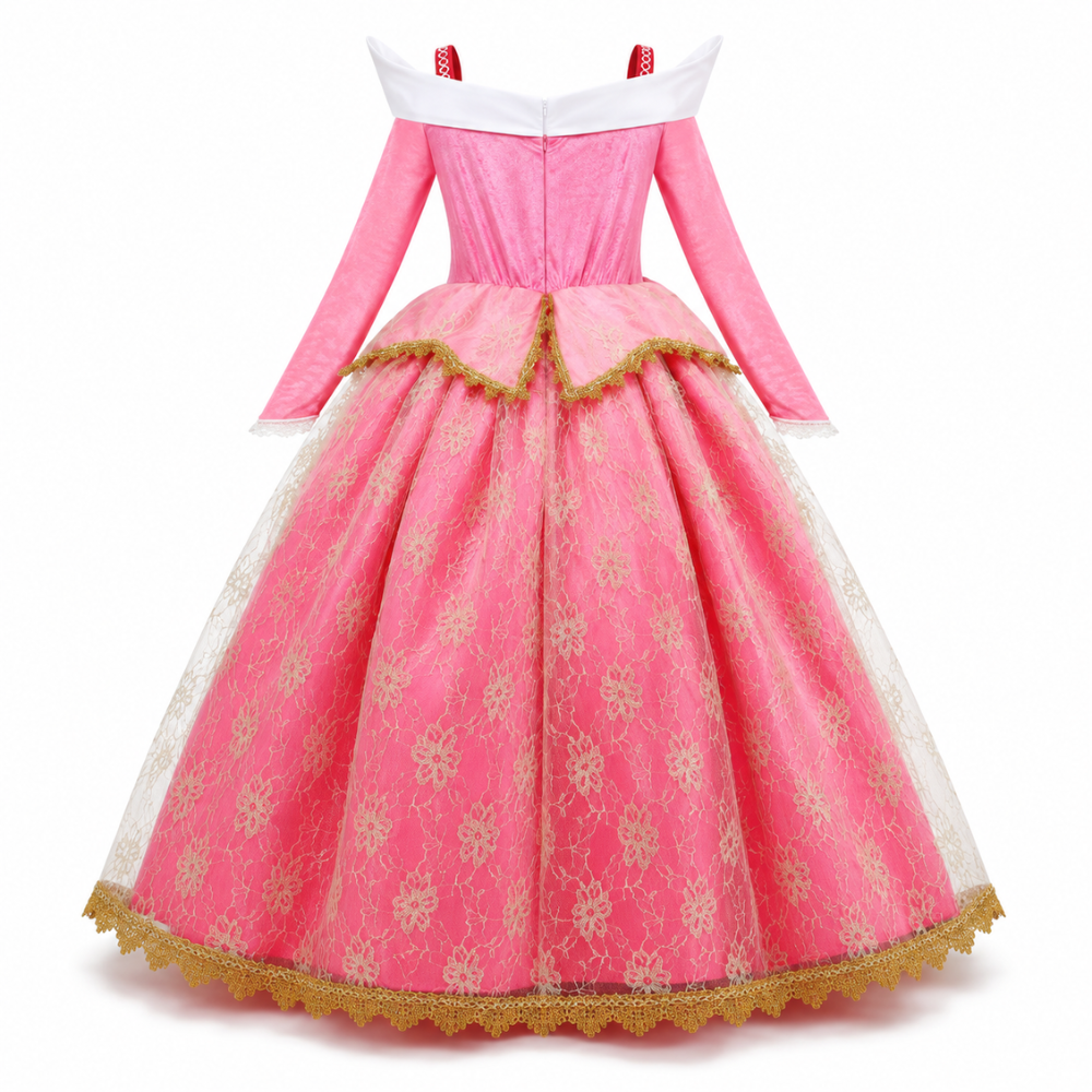 Robe de Princesse Fille Rose et Dorée – 3 à 12 ans