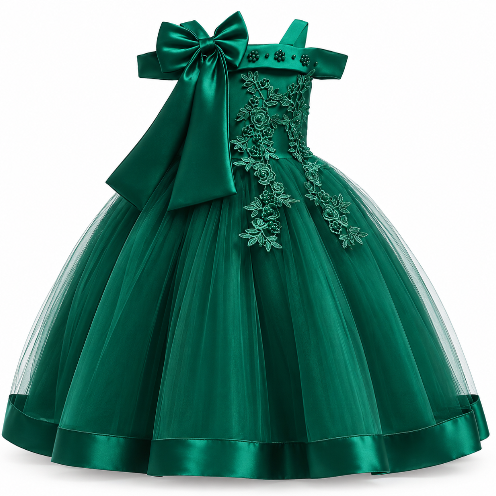 Robe de Cérémonie Fille à Épaules Dénudées – 3 à 10 ans