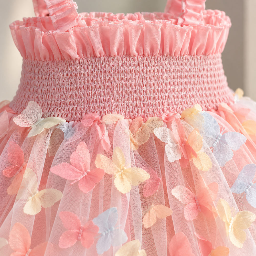 Robe de Princesse Bébé Rose à Ailes de Papillon en Tulle – 9 mois à 3 ans