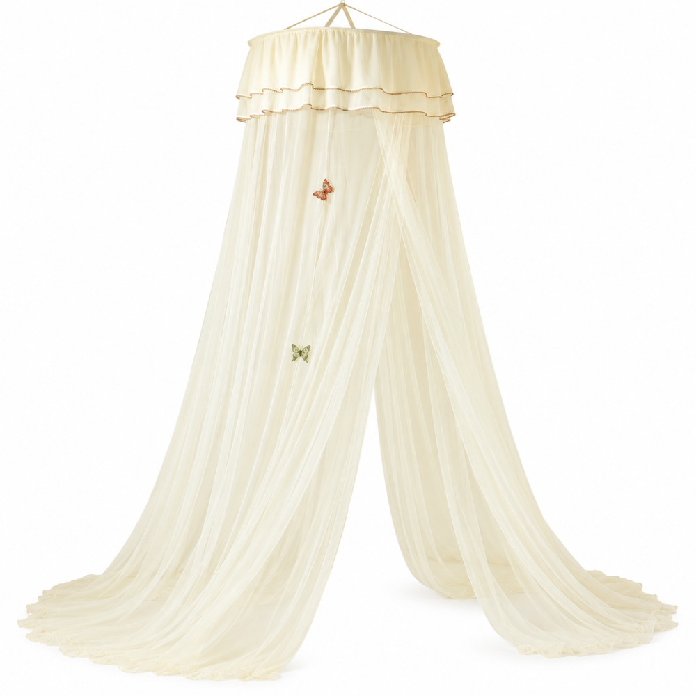 Ciel de Lit Enfant Fille en Tulle et Dentelle à Volants