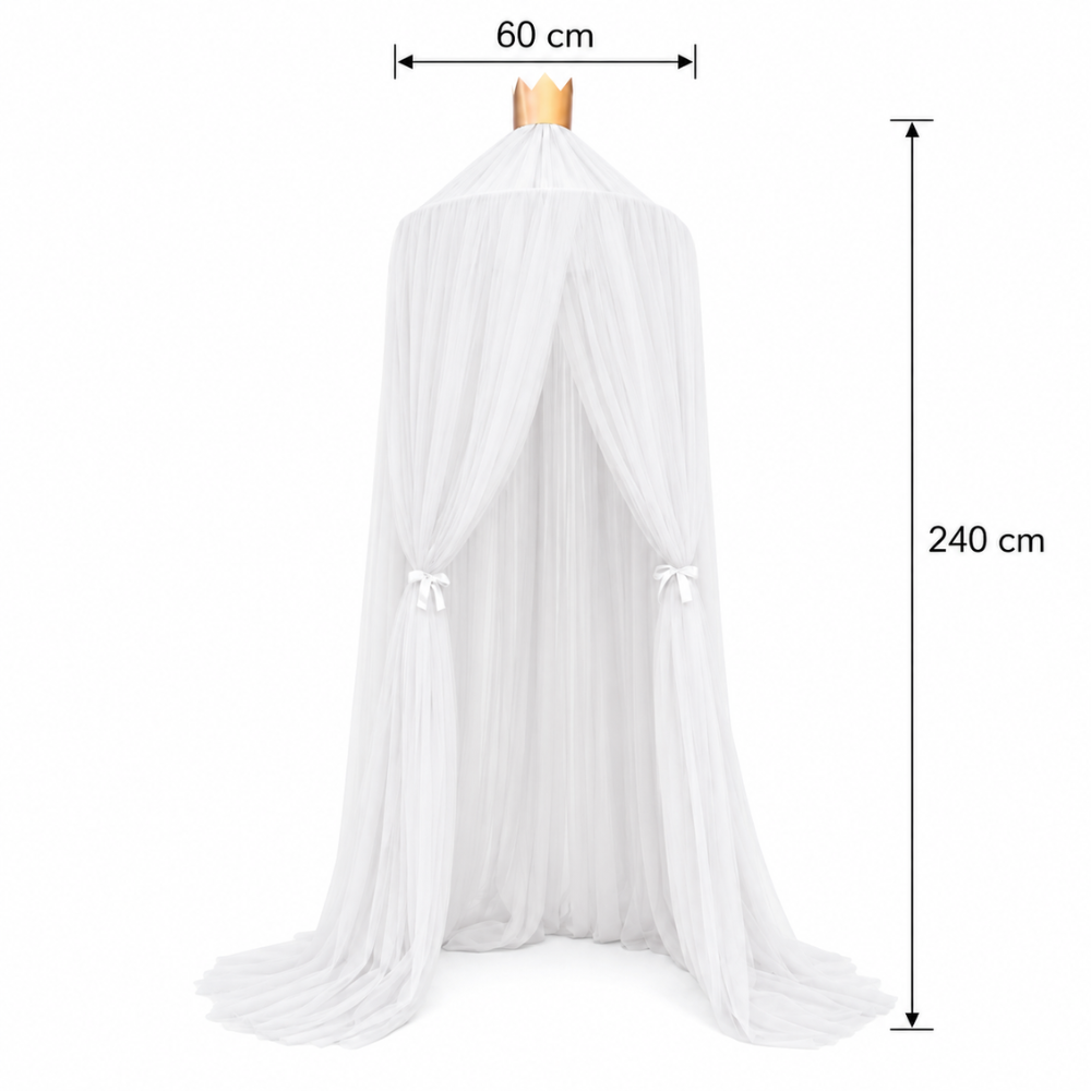 Ciel de Lit Enfant Fille en Tulle avec Couronne Dorée