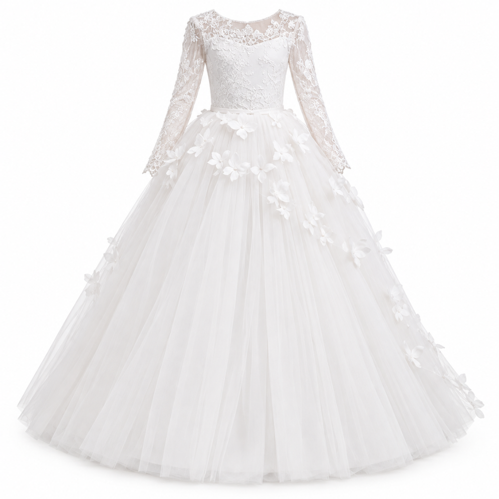 Robe de Cérémonie Fille Longue à Papillons – 2 à 13 ans