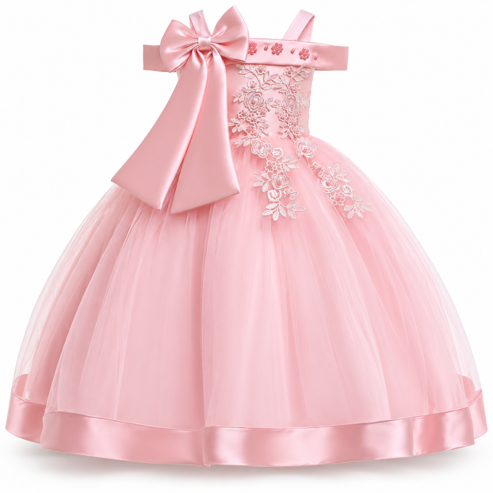 Robe de Cérémonie Fille à Épaules Dénudées – 3 à 10 ans