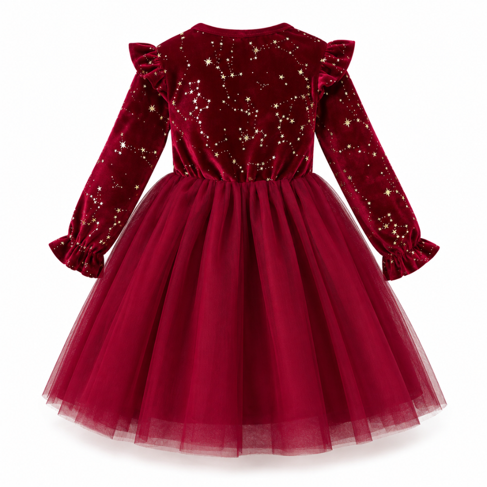 Robe de Cérémonie Fille de Noël en Velours  – 1 à 8 ans