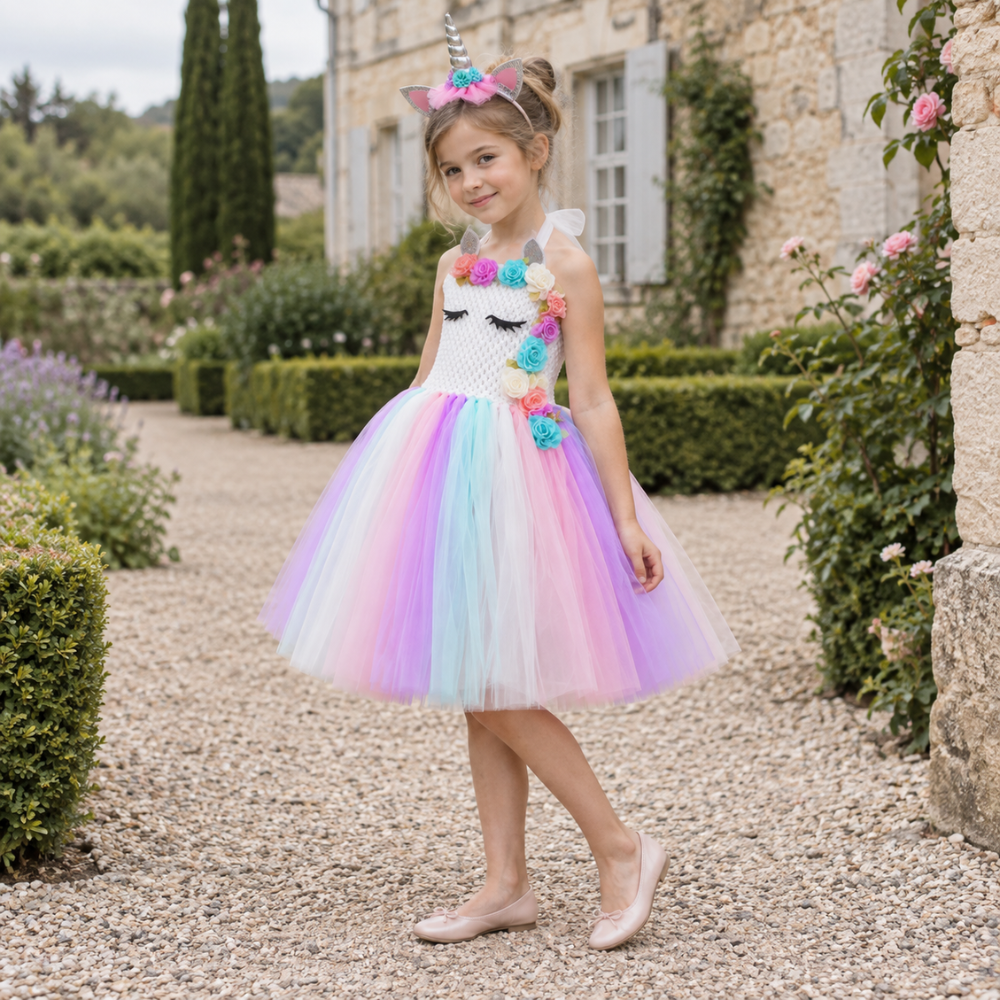 Robe Princesse Licorne Fille Lumineuse à LED  – 3 à 10 ans