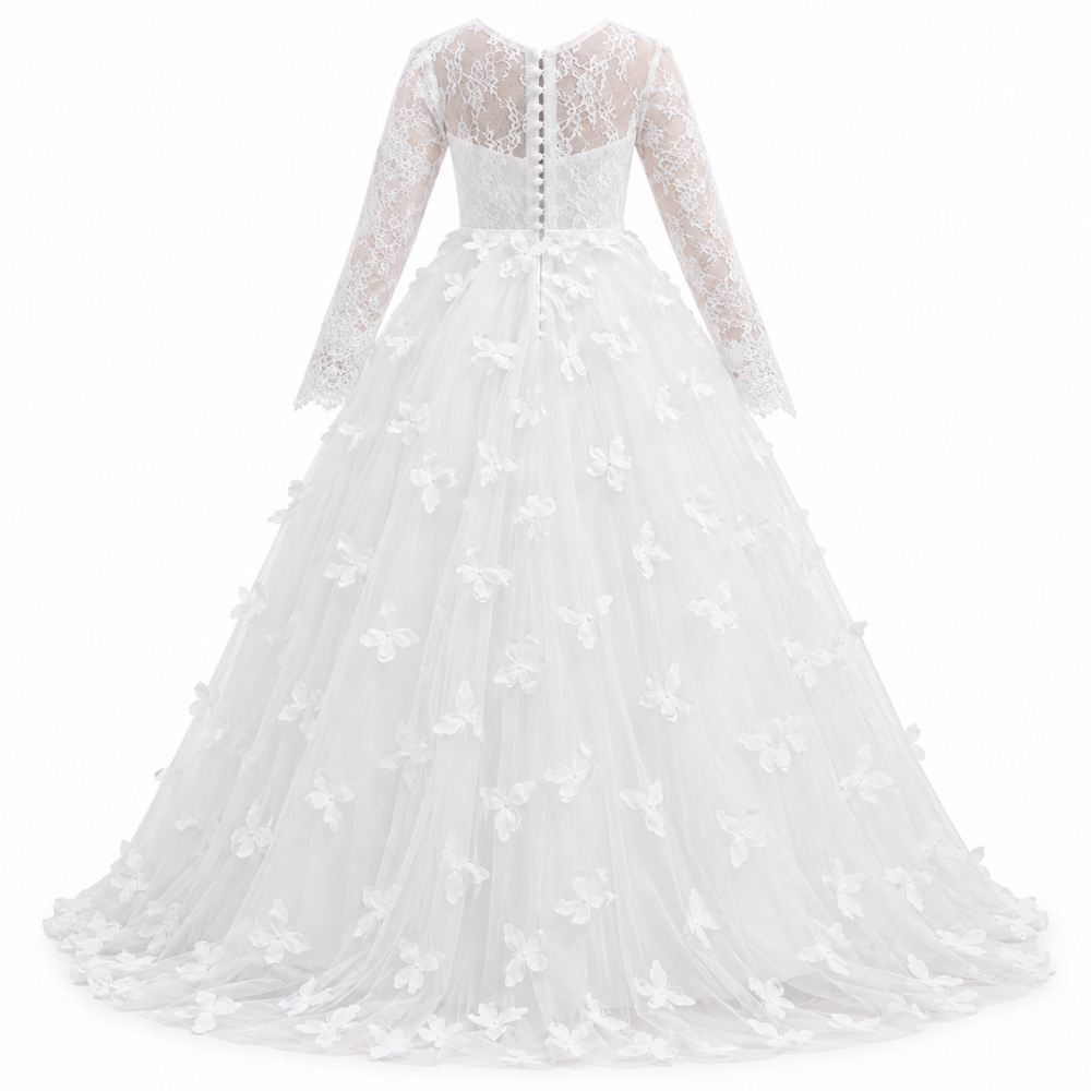 Robe de Cérémonie Fille Longue à Papillons – 2 à 13 ans