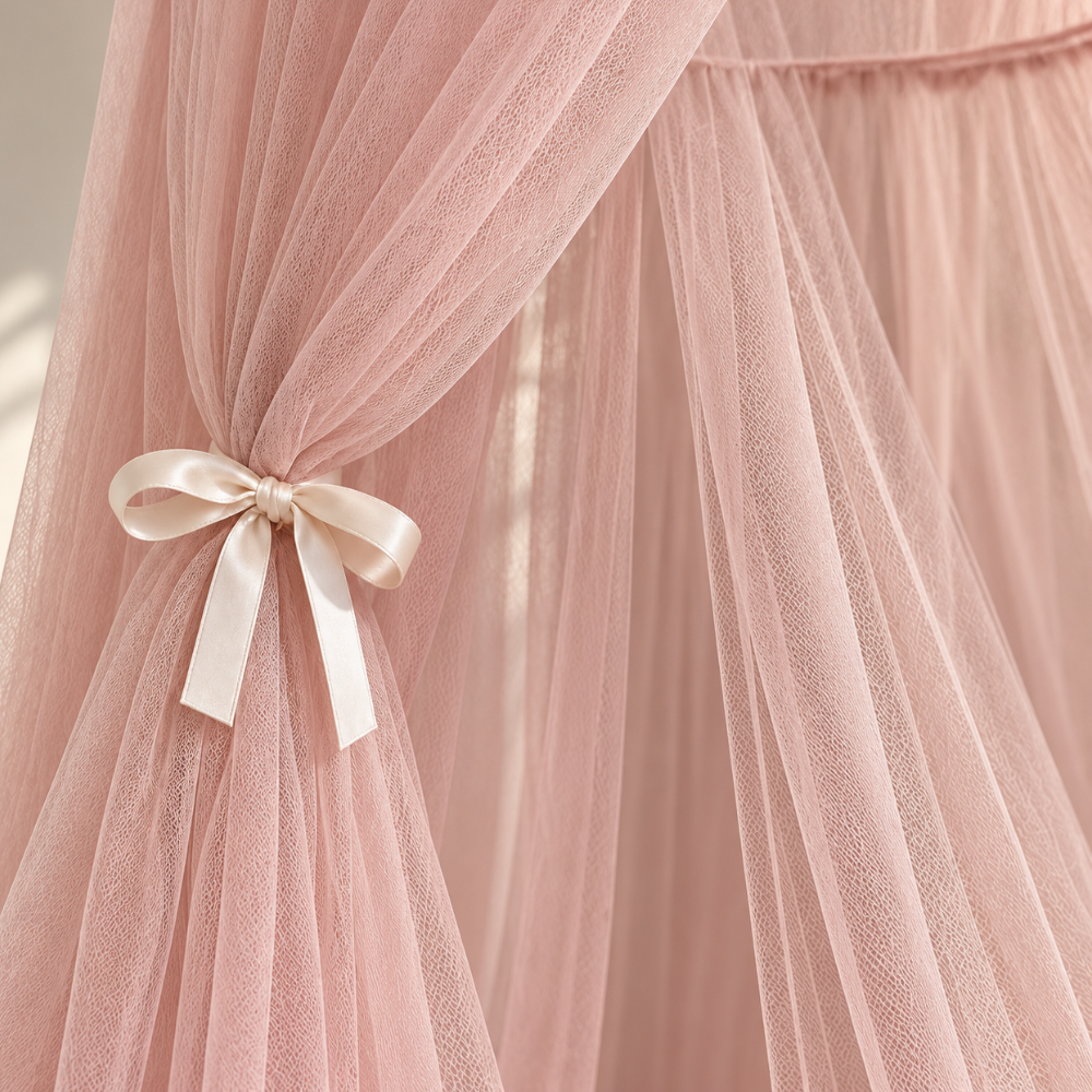 Ciel de Lit Enfant Fille en Tulle avec Couronne Dorée
