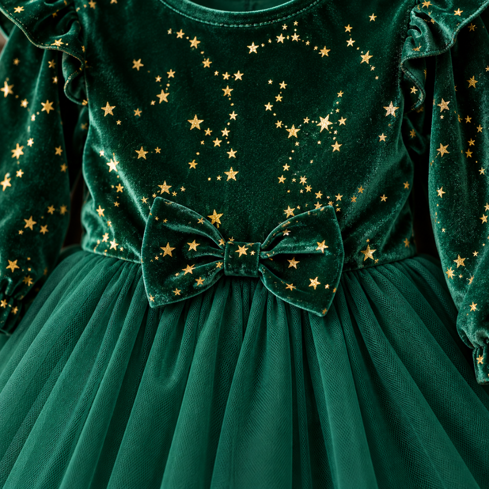 Robe de Cérémonie Fille de Noël en Velours  – 1 à 8 ans