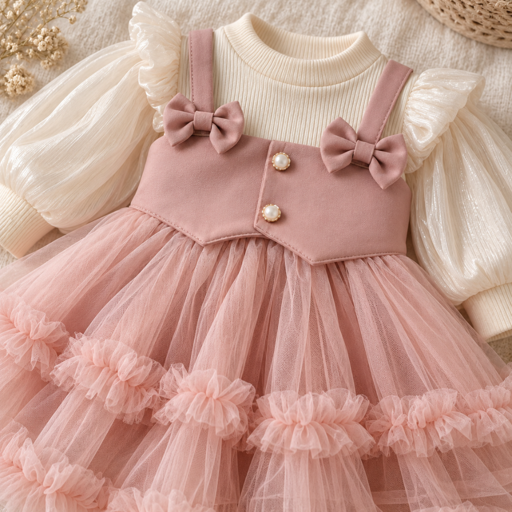 Robe de Princesse Bébé à Manches Longues – 6 mois à 3 ans