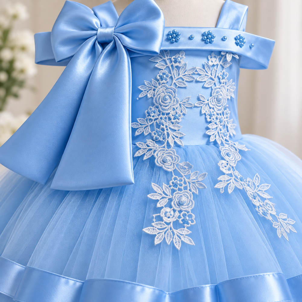 Robe de Cérémonie Fille à Épaules Dénudées – 3 à 10 ans