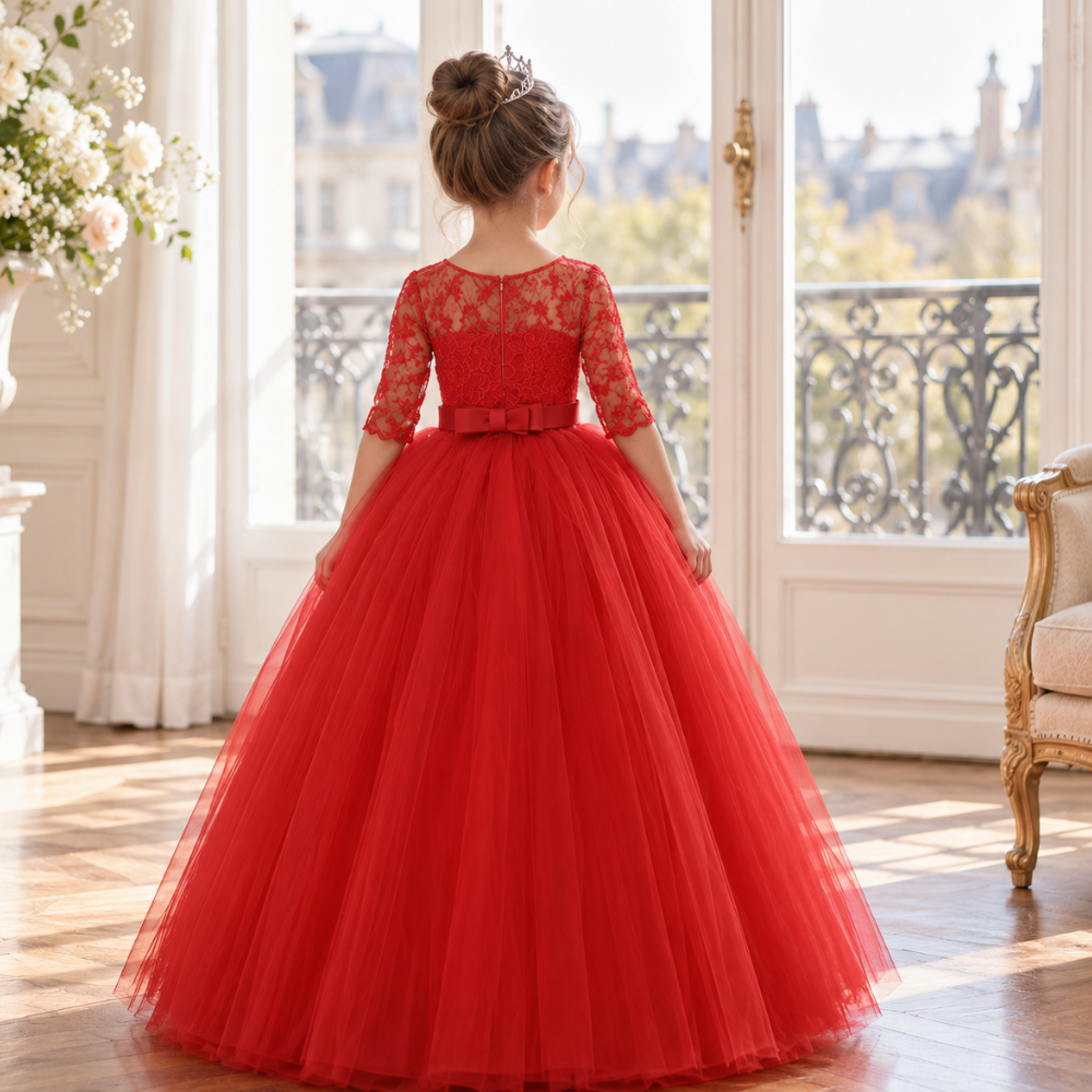 Robe de Princesse Fille en Dentelle –  4 à 14 ans
