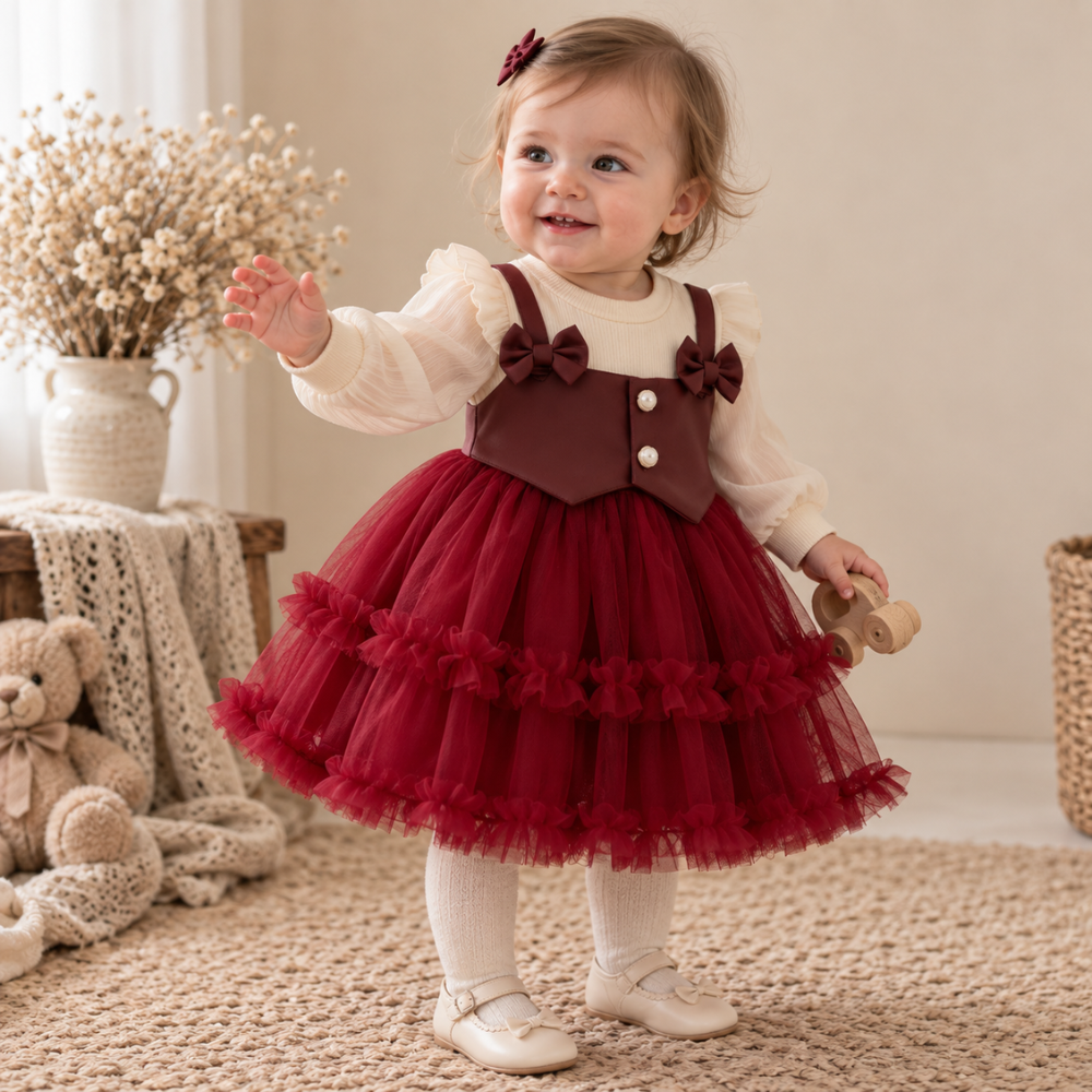 Robe de Princesse Bébé à Manches Longues – 6 mois à 3 ans