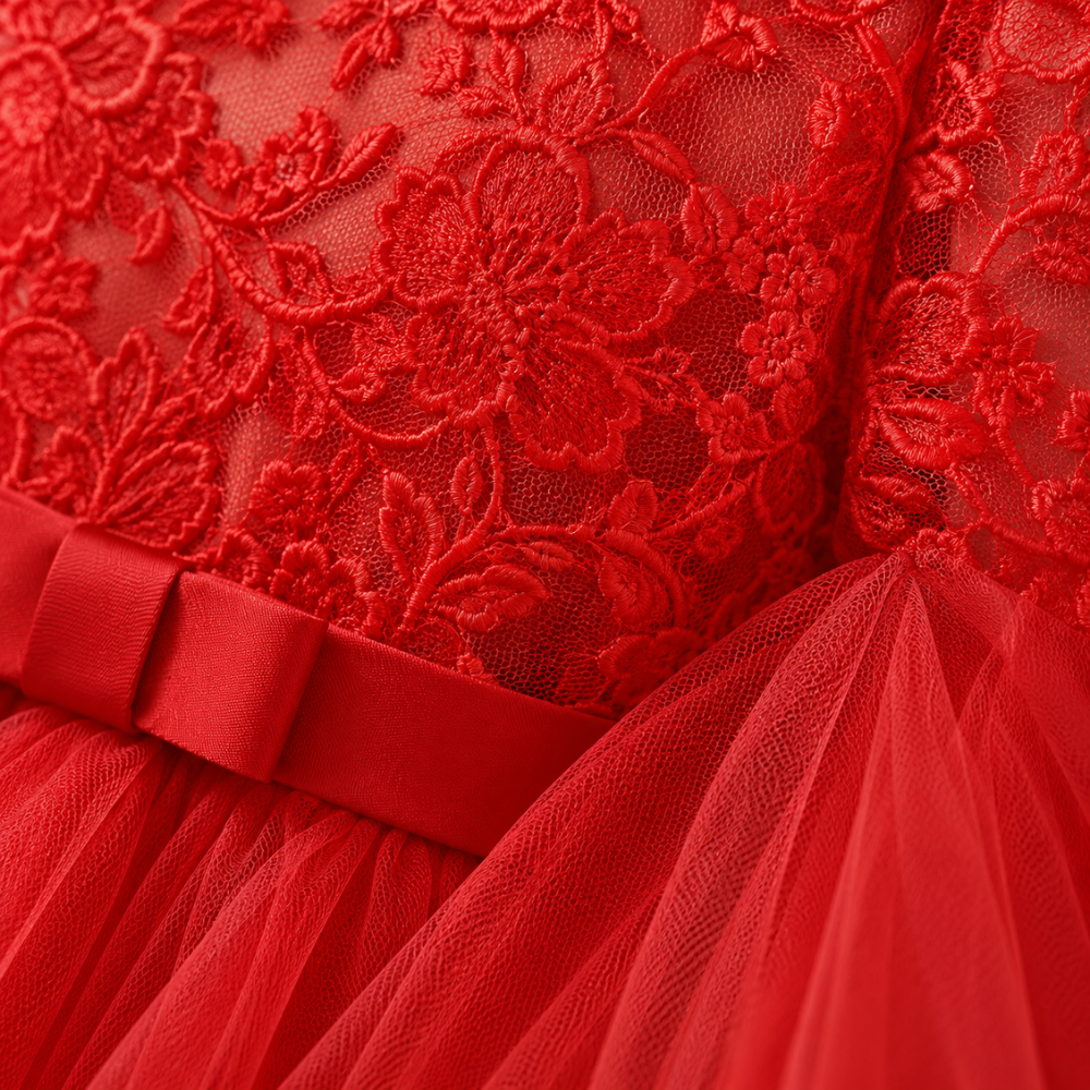 Robe de Princesse Fille en Dentelle –  4 à 14 ans