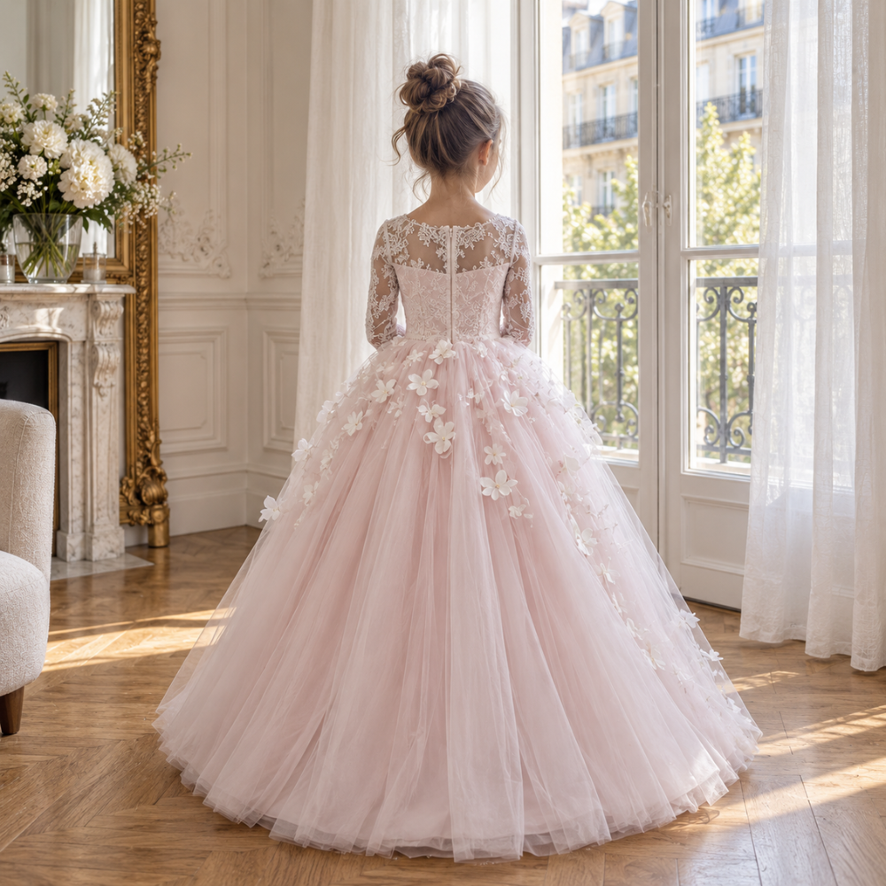 Robe de Cérémonie Fille Longue à Papillons – 2 à 13 ans
