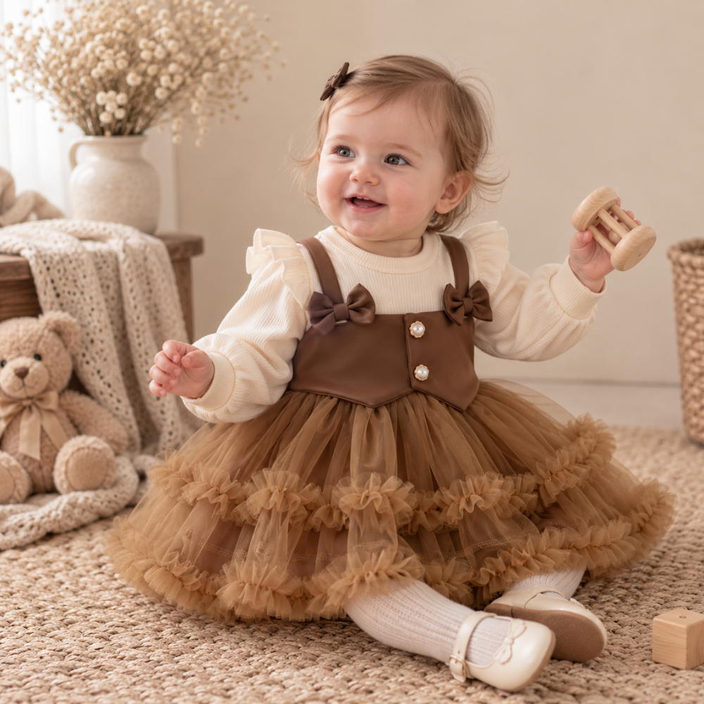 Robe de Princesse Bébé à Manches Longues – 6 mois à 3 ans