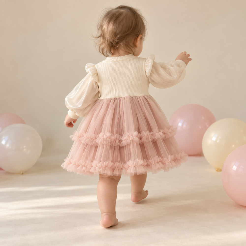 Robe de Princesse Bébé à Manches Longues – 6 mois à 3 ans