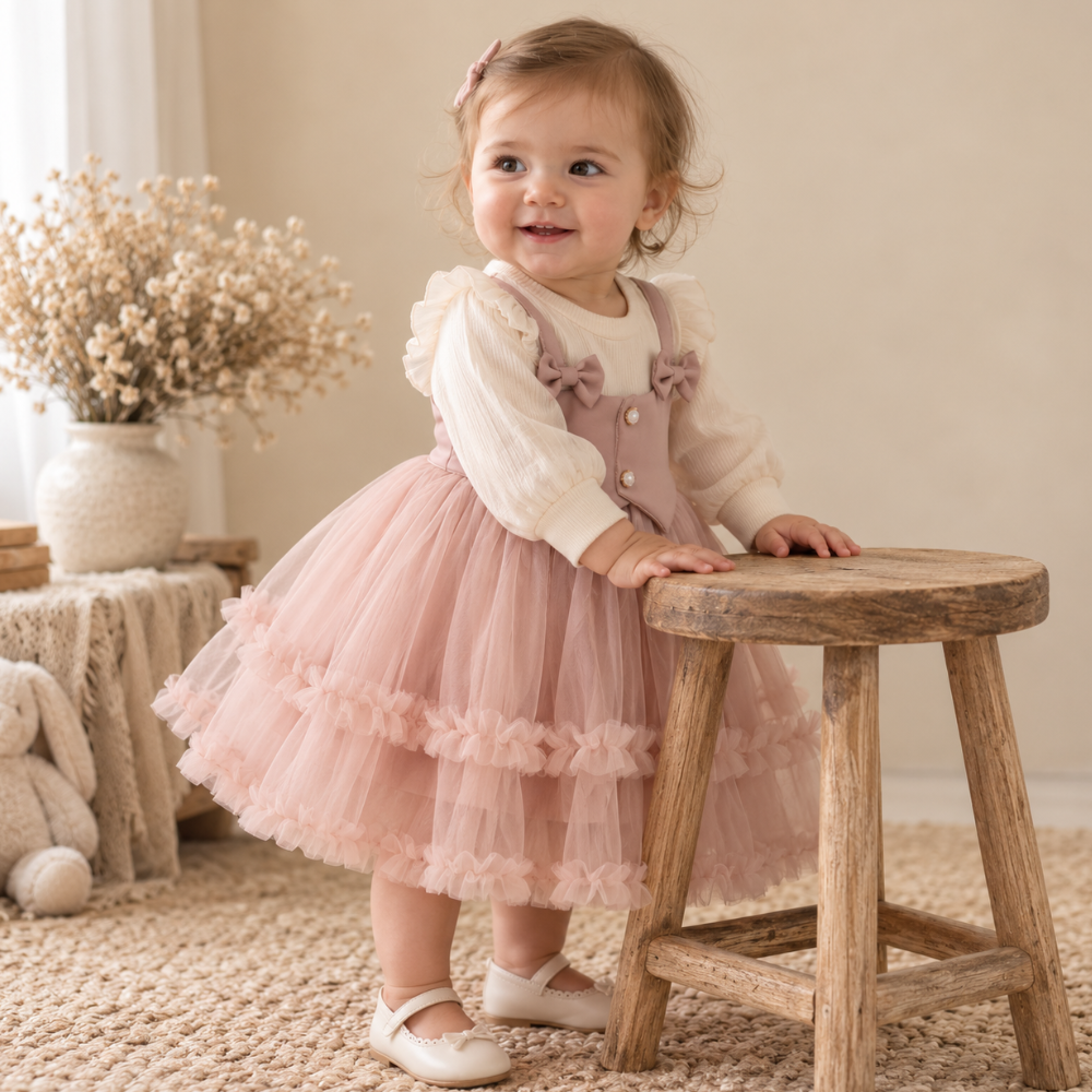 Robe de Princesse Bébé à Manches Longues – 6 mois à 3 ans