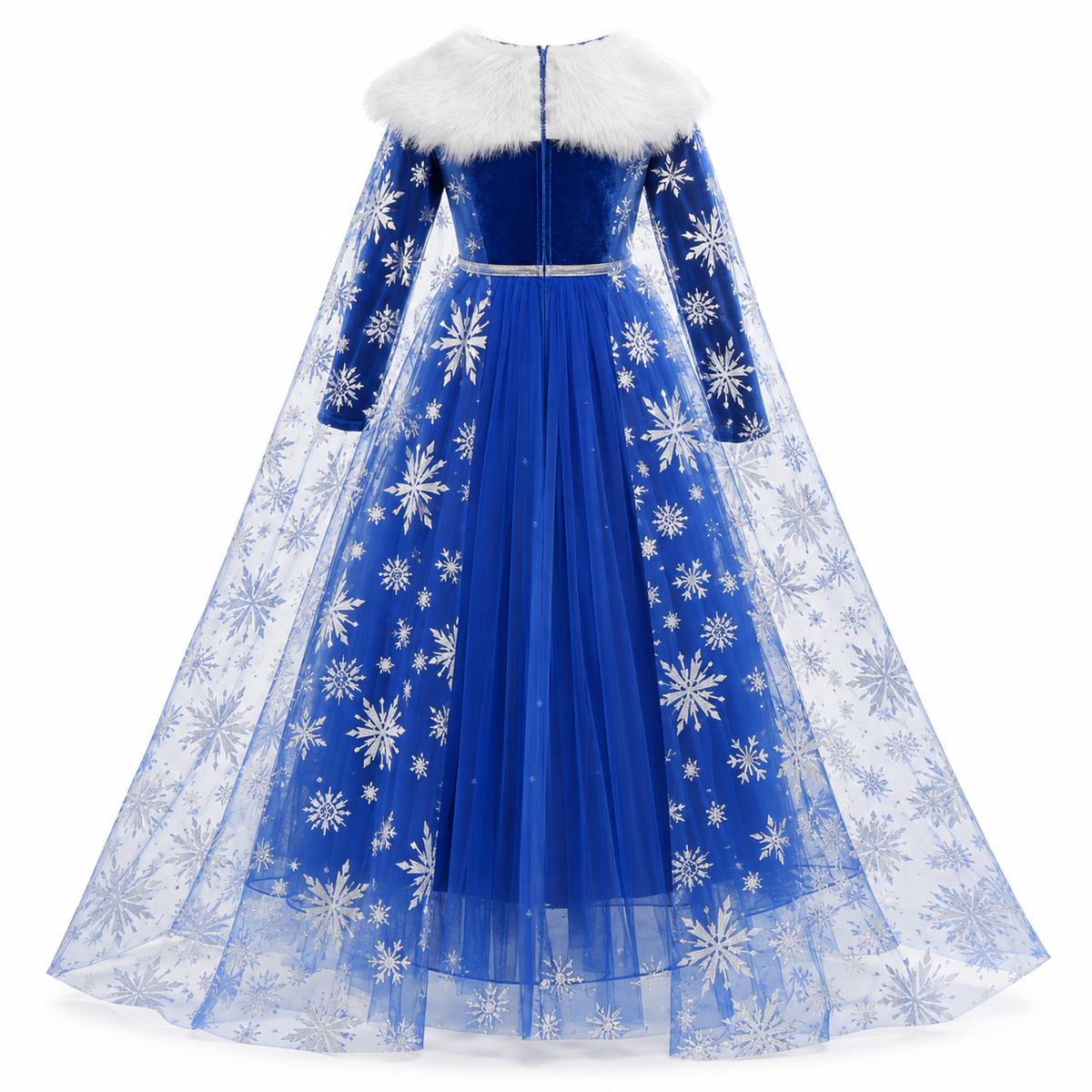 Robe de Princesse Fille Bleu Roi avec Cape – 2 à 10 ans