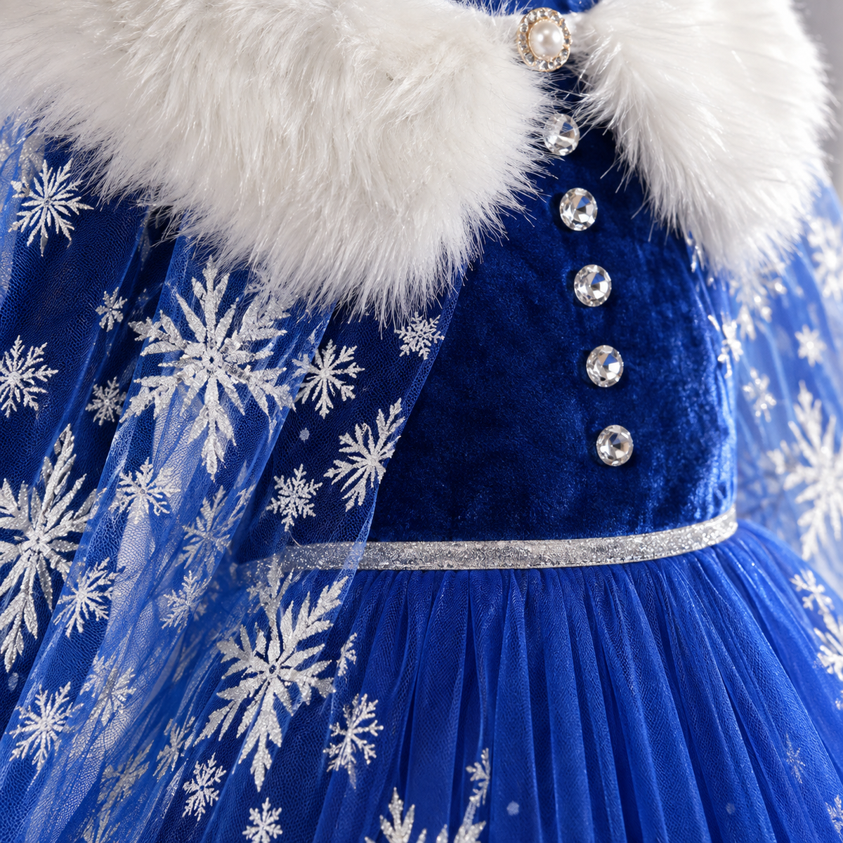 Robe de Princesse Fille Bleu Roi avec Cape – 2 à 10 ans
