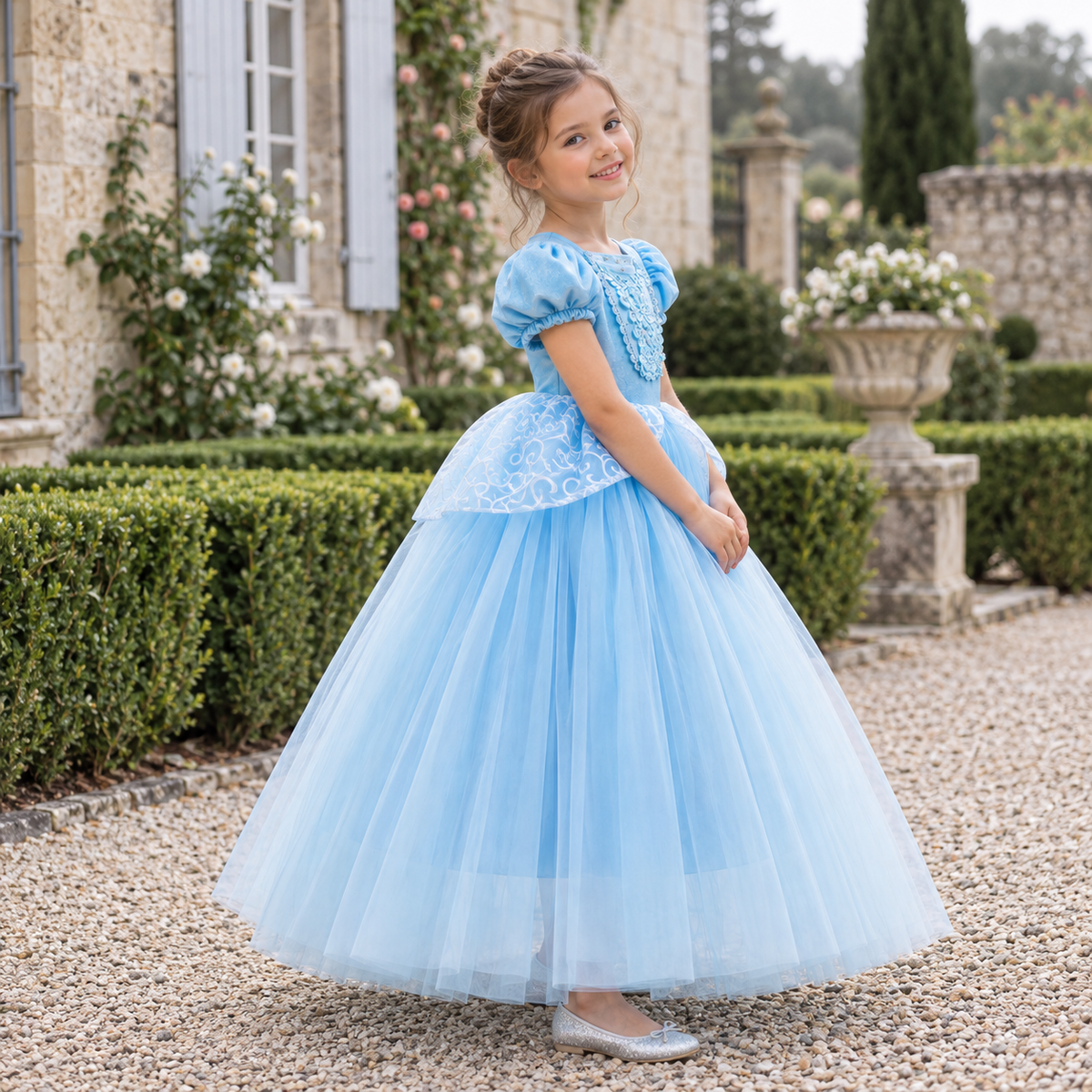 Robe de Princesse Fille Bleu Ciel  – 2 à 10 ans